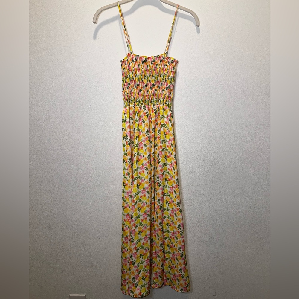 RESA x REVOLVE Ashley Midi Dress Yellow Floral Smocked Dress - Picture 5 of 10